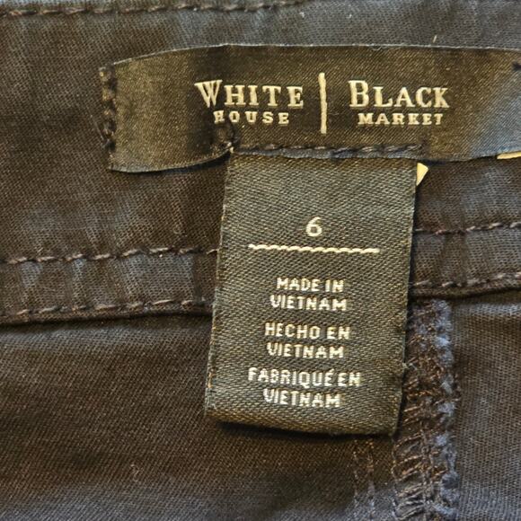 White House Black Market Capri Womens Size 6 Black Mid Rise Stretch Casual - Picture 3 of 12